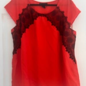 Lane Bryant Red and Black Lace Women's Blouse